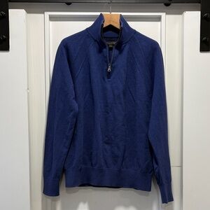 Banana Republic Men's Blue Cotton Cashmere Quarter Zip-Up Sweater Size Medium